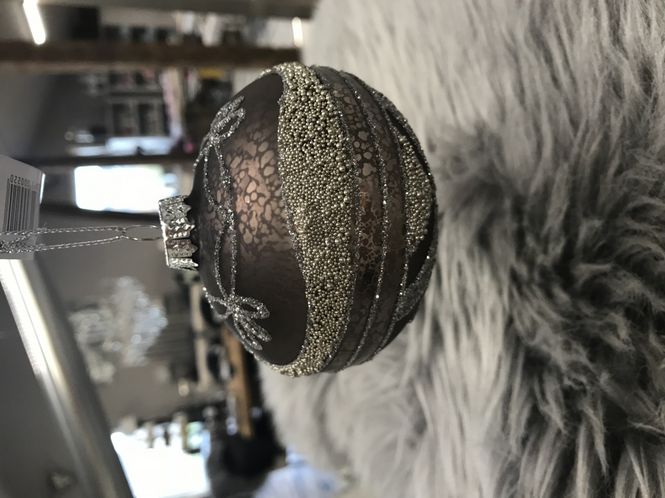 Hovedbilde Moshi julekule glass flat antikk grå 100884