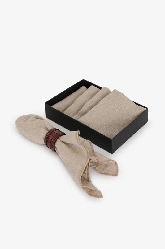 Tøyservietter Koster lin natural 4-pk i gaveeske