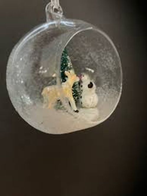 Hovedbilde Moshi julekuler snømann/front tre/dyr 8cm.klar